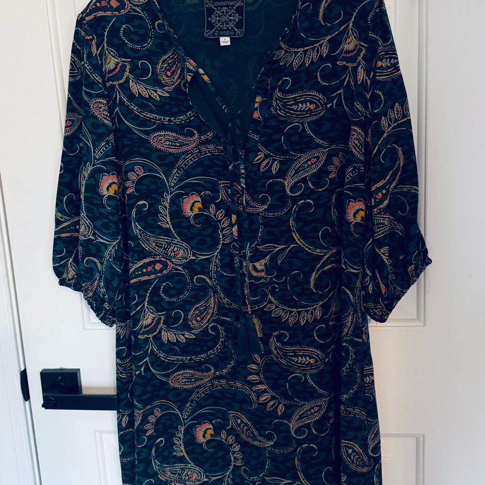 Johnny Was Multicolor/Teal Paisley Dress